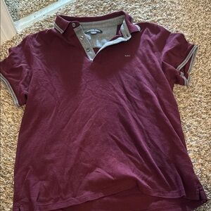 Michael Kors Burgundy and Gray Polo Shirt